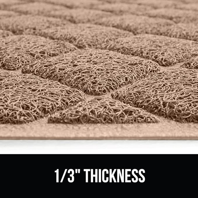 GORILLA GRIP Cat Litter Box Mat, Water Resistant, US Designed Kitty Litter Trapping Mats, Easy to Clean, Scatter Control, Less Mess and Clean Floors, Kitten Supplies for Indoor Cats 24x17 Beige 2 Pack