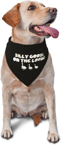 Silly Goose on The Loose Triangle Dog Bandana,Summer Bandana Funny Triangle Dogs Scarf Handkerchief Soft Adjustable Puppy Bandanas (Black)