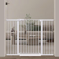 Fairy Baby 38" Extra Tall Baby Gate, 48.9"-54.3" Extra Wide Large Pet Gate, Metal Auto Close Child Gate Indoor, Pressure Mounted Dog Gate Safety Barrier Fence for Stairs Doorways No Climb, White