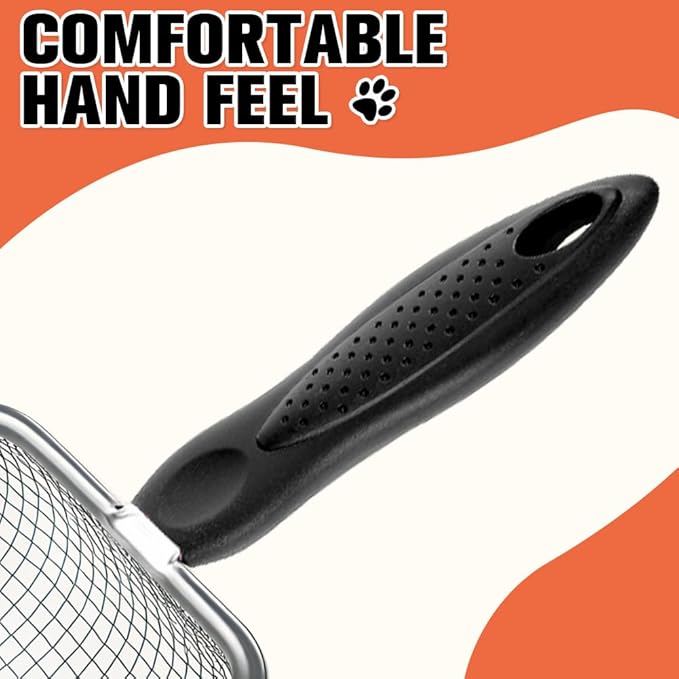 Cat Litter Scoop,Sturdy Litter Cleaner Corner Shovel,Stainless Steel Mesh Litter Shovel,Easy to Clean Reptile Terrarium Sand Waste,Beach Shovel(Black)
