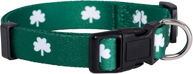 Native Pup St Patricks Dog Collar- Saint Patrick Green Shamrock Pet Collars- St. Patrick’s Lucky Irish- Cute Boy Girl Puppy Gift- Adjustable for Small, Medium, Large Breeds (Shamrock, Medium)