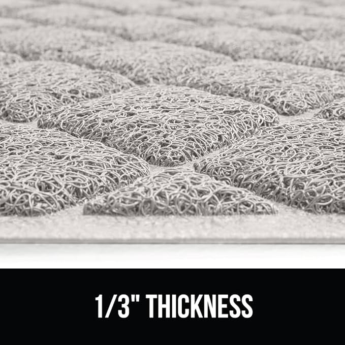 GORILLA GRIP Cat Litter Box Mat, 40x28, Water Resistant, US Designed Kitty Litter Trapping Mats, Easy to Clean, Scatter Control, Less Mess and Clean Floors, Kitten Supplies for Indoor Cats, Light Gray