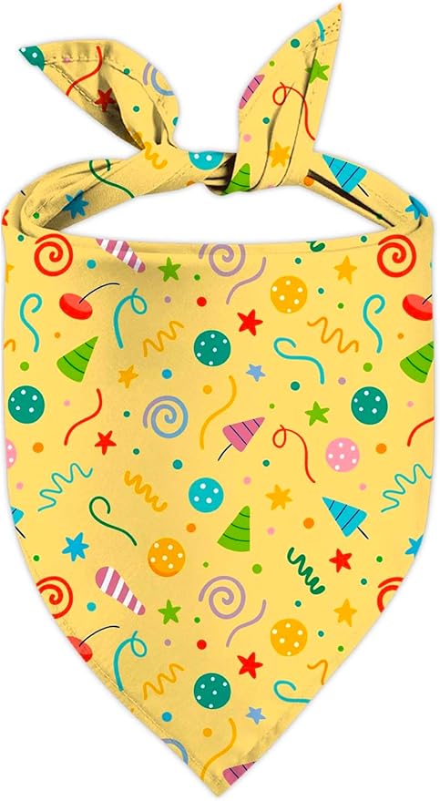 Birthday Dog Bandanas, Double Side Reversible Large Pet Bandanas, Celebration Set, Adjustable Triangle Holiday Scarves for Dogs Girl Boy Pets