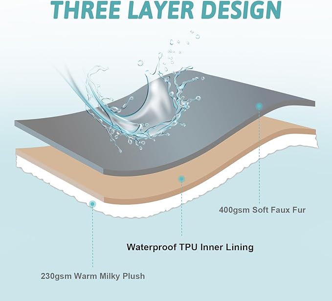 Waterproof Pet Blanket, Christmas Faux Fur Deer Print Blanket, Woman Sofa Bed Couch Throw, Liquid Pee Proof for Large Dog or Cat, Reversible, Washable, Ultra Soft, 40x60 inch, Brown