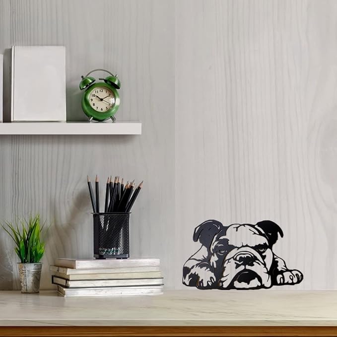 PHJYMXZSNA Black 3D Dog Head Decor Metal Bulldog Wall Sculpture Unique Modern Pet Art Portraits Suitable for Decorating Outdoor Courtyards, Living Rooms, Offices