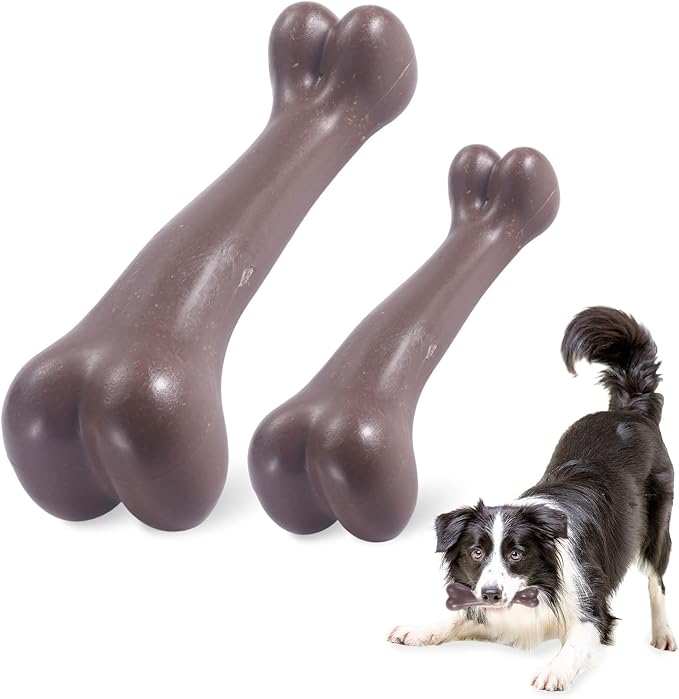 2 Pack Durable Dog Chew Toys for Aggressive Chewers-Puppy Teething Toys, Long-Lasting Dog Bones for Medium & Large Breeds-Indestructible Chew Toys for Dogs to Keep Them Busy & Support Dental Health