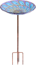 VCUTEKA Glass Bird Bath Outdoor BirdBath Garden Bird Feeder with Metal Stake