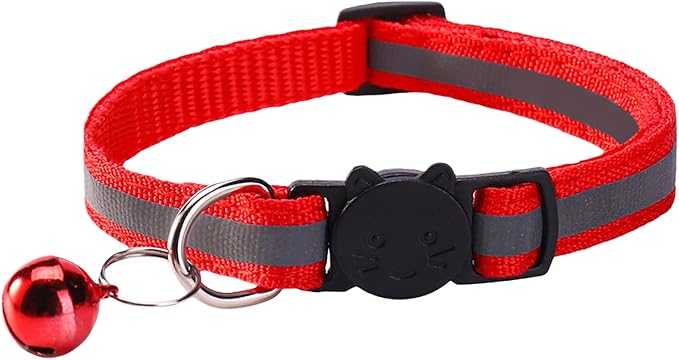 14 Pack Breakaway Cat Collar with Bell, Reflective Kitten Collar for Girl Boy Cats, Safety Buckle Adjustable 7.5-12.5 Inch, 0.4 Inch Width Lightweight, Pet Gifts (Red)