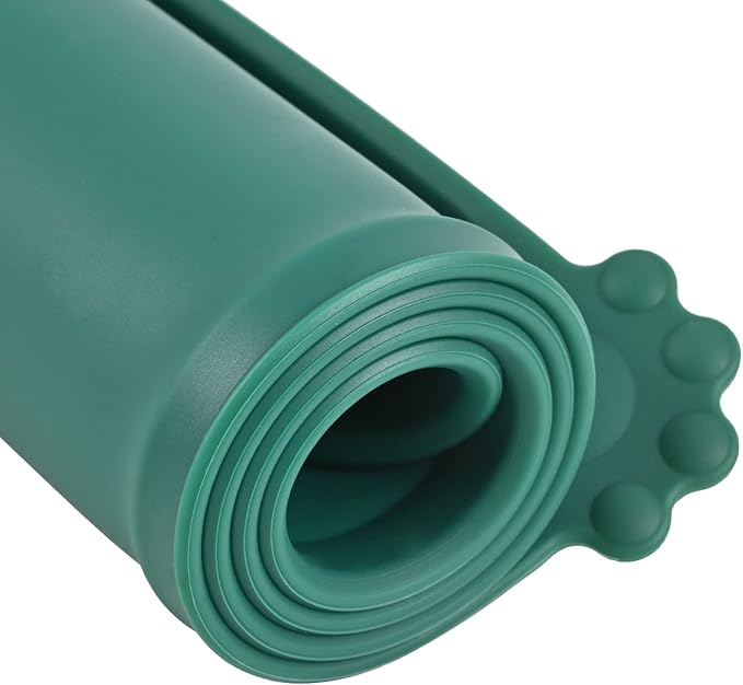 Silicone Waterproof Dog Cat Pet Feeding Mats, Non Slip, Easy Clean Pet Dog Cat Bowl Mats Placemat (24" x 16") Hunter Green