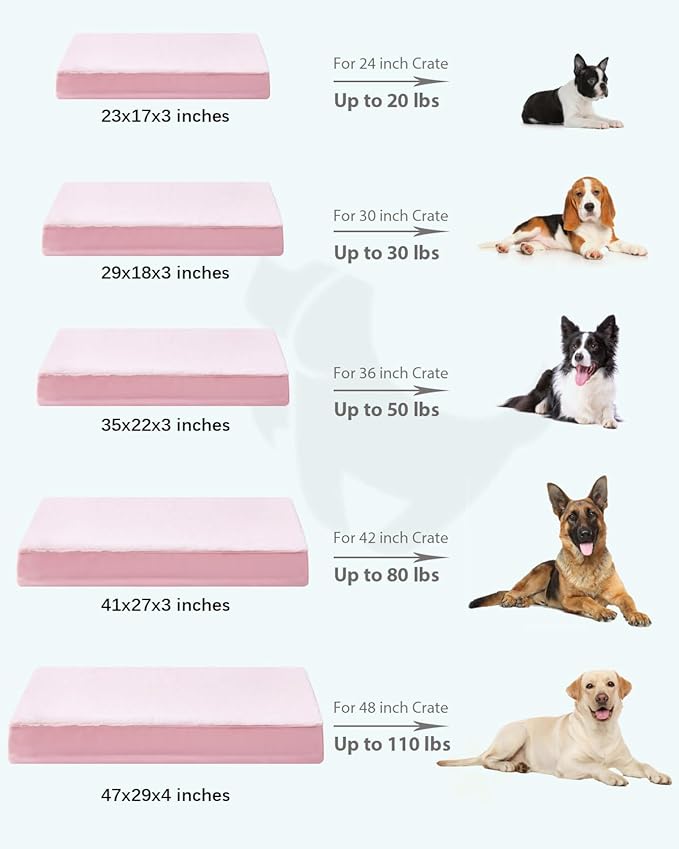 KSIIA Orthopedic Dog Bed Waterproof Dog beds for Medium Dogs Deluxe Plush Washable Pet Mat with Egg Crate Foam & Removable Cover, 29 x 18 Inch, Pink