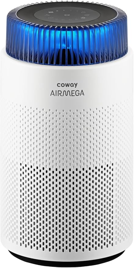 COWAY Air Purifiers for Home up to 810 ft², HEPA Filter and Carbon Filter for Smoke, Allergies, Pet Dander, Odor, AQI Monitor, Auto Mode, Timer, Filter Indicator, Night Light, 3yr Warranty, 100 White