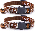 Reflective Cat Collars Breakaway with Bell 2-Pack Girl Boy Pet Kitten Collar with Star Moon Patetrn Adjustable 7.5-12.5 Inch (Brown)