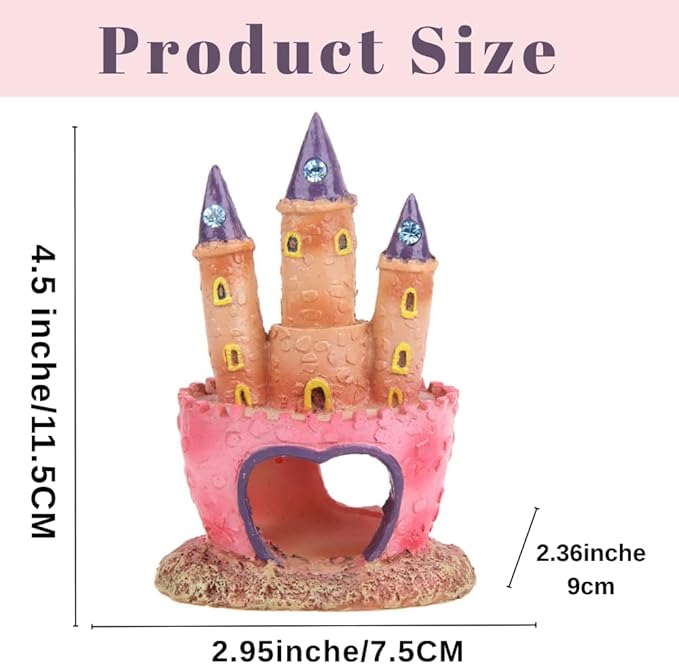 Fish Tank Decorations Pink Castle Aquarium Decorations Resin Fish Cave Hideouts Large Aquarium Decor,Vintage Castle Fish Tank Accessories for Betta Fish Freshwater and Saltwater Fishtanks