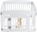 Sweetcrispy Plastic Dog Playpen - 4-Panel 24" Expandable & Durable Pet Fence for Medium Dogs - Indoor & Outdoor Portable Puppy Playpen with Secure Locking Door, White