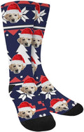 Custom Face Socks, Personalized Dog Lover Pet Photo Picture on Socks Unisex Athletic Crew Socks for Men Women