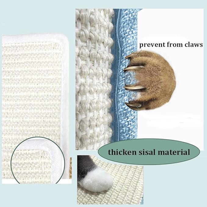 HAOZAIKEJI Cat Scratcher Mat Sofa Protector Natural Sisal Cat Scratching Mat Cat Scratch Couch Cover Heavy Duty Couch Guard Scratch Pad for Grinding Claws Protecting Furniture (Thicken Beige Long)