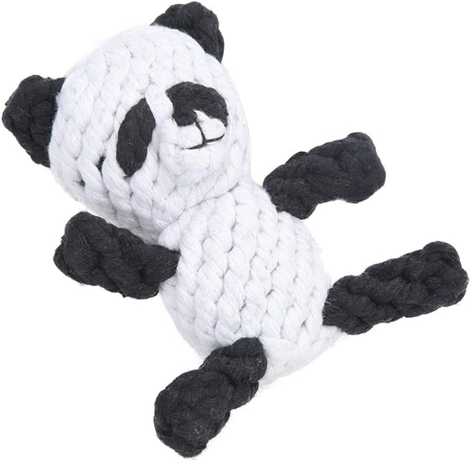 Pet Cotton Rope Biting Chewing Molar Toy, Cartoon Animal Shape & Pure Manual Weaving, Dog Rope Toys with Strong and Hard, Grind and Clean Teeth, Relieve Pressure (Panda)