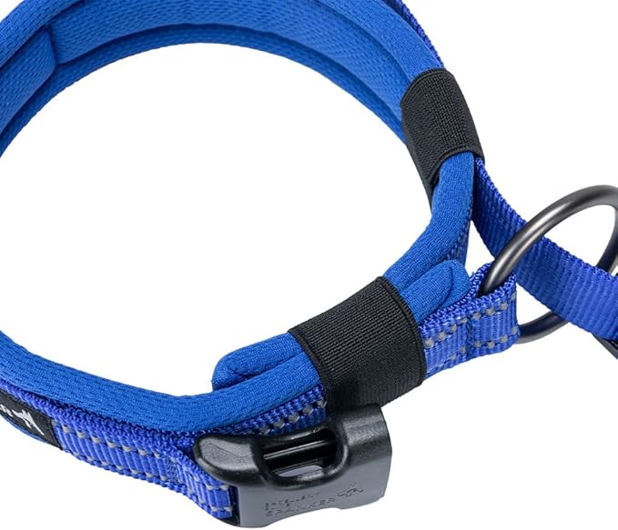 EXCELLENT ELITE SPANKER Reflective Dog Collar Classic Soft Padded Breathable Nylon Adjustable Pet Collar with Quick Release Buckle for Boy Girl Male Female Small Medium Large Dogs Training(Blue-XL)