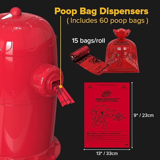 Red Rocket Pets Dog Poop Trash Can Doggy Twist'R, Odor Free Dog Waste Disposal System for Outdoor and Indoor (Medium)