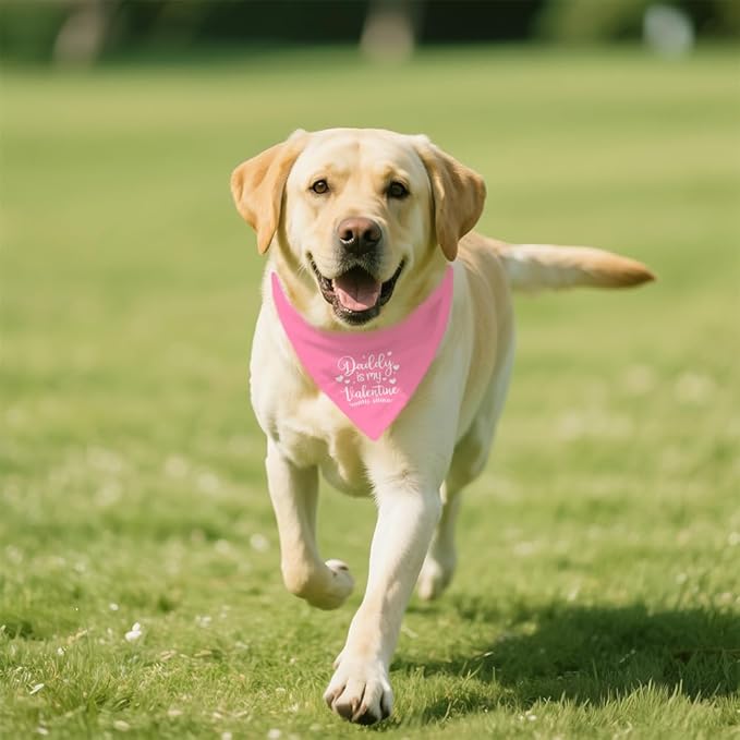 Daddy is My Valentine Dog Bandana, Funny Valentine's Day Dog Bandana, Cute Holiday Party Pet Scarf Accessories for Dogs Girls Puppies, Pink Valentines Birthday Gifts for Dogs Dad, New Pets Gifts