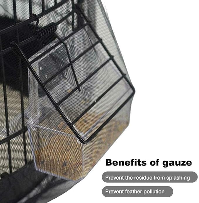 Universal Bird Cage Seed Catcher,Seed Catcher Guard Net Cover,Parrot Nylon Mesh Net Cover,Soft Airy Cage Net Stretchy Skirt for Round Square Cage
