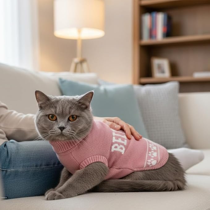 Customizable Pet Sweater for Dogs & Cats with Name Soft Acrylic Knit, Paw Print Detail, Perfect for Small and Large Pets, Ideal for Daily Wear or Holiday Season Gifts