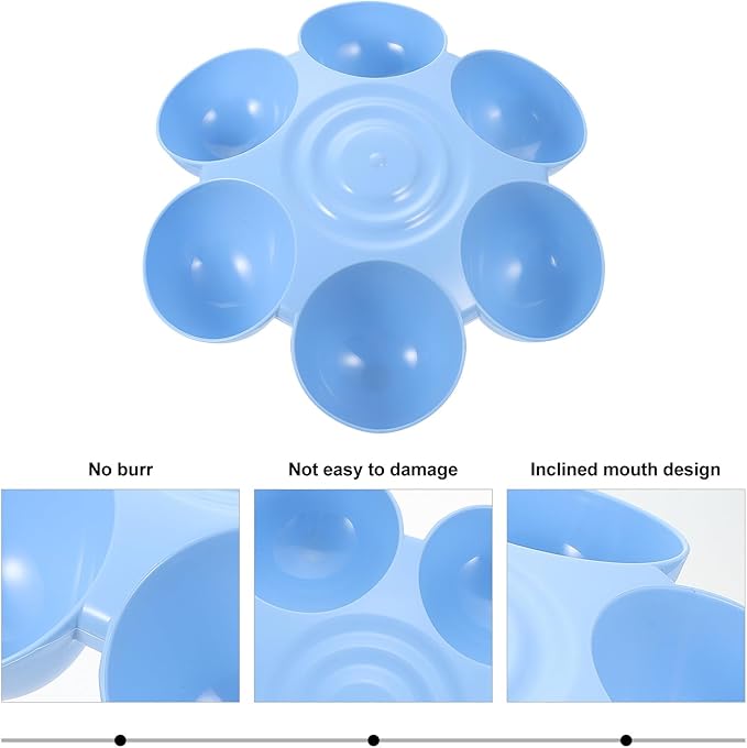 GLEAVI Multiple Pet Feeder Bowl with Compartments, Plastic Pet Food and Treats Dispenser for Dogs and Cats, Blue Indoor Puppy and Kitten Feeding Dish for Home Use