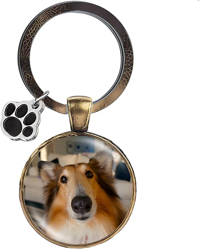 Custom Pet Photo Keychain Personalized Photo Pawprint Dog Tag Keychain Engraved Keyring Animal Pet Lover