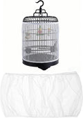 2 Pcs Bird Cage Seed Catcher, Adjustable Bird Cage Net Cover, Reusable Soft Nylon Cover for Parrot Enclosures (White)