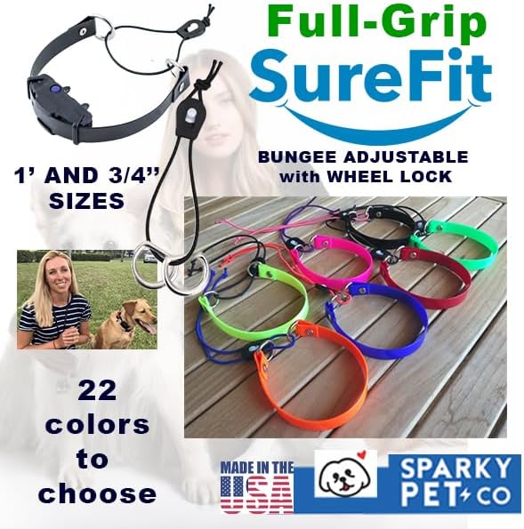 Sparky Pet Co - Surefit ECollar Strap - Bungee Dog Collar - Waterproof - Adjustable - Secure Nexus Wheel Lock - for Electronic Training & Invisible Fence Systems - 3/4" (Yellow Camo)
