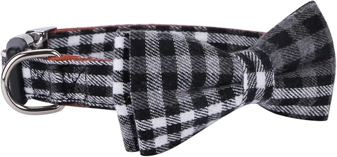 Faleela Soft &Comfy Bowtie Dog Collar,Detachable and Adjustable Bow Tie Collar,for Small Medium Large Pet (Medium (Pack of 1), Black and Whit)