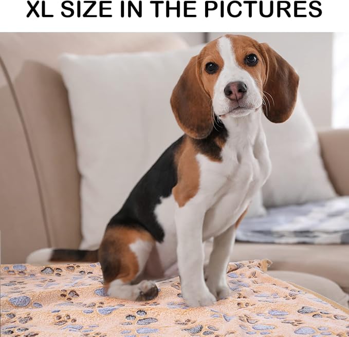 Dono 1 Pack 3 Dog Blankets, Soft Fluffy Fleece Pet Blanket Warm Sleep Mat Paw Print Design Puppy Kitten Throw Blankets Doggy Blanket for Dogs