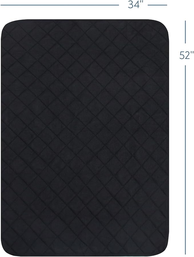 Washable Incontinence Bed Pads, Reusable Underpads for Kids, Adults, Elderly, Hospitals & Pets, Waterproof Bed Protector Pad for Bed, Sofa, Floor, Super Absorbent Bed Pad 34" x 52"- Black
