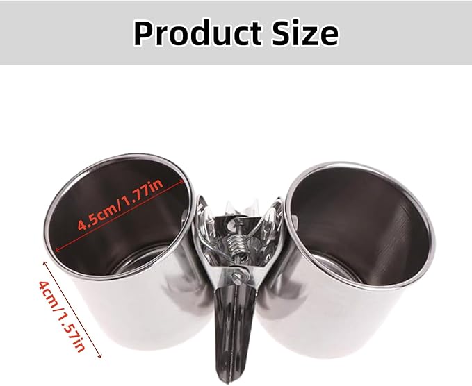 2 PCS Stainless Steel Bird Bowls with Clamp Bird Cage Feeder and Water Dish Set Anti Spill Easy Clean Food Bowls for Parrot Small Animal Carrier Backpack Accessories