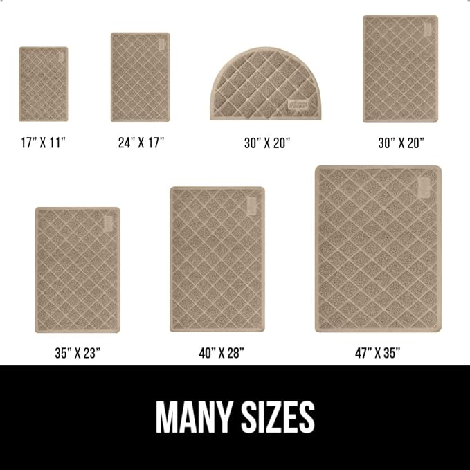 GORILLA GRIP Cat Litter Box Mat, 32x32, Water Resistant, US Designed Kitty Litter Trapping Mats, Easy to Clean, Scatter Control, Less Mess and Clean Floors, Kitten Supplies for Indoor Cats, Beige