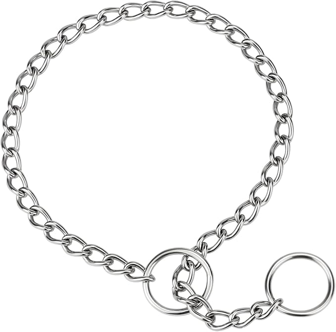 TagME Chain Choke Collar for Dogs, Adjustable Weather Proof Necklace for Medium Dogs, Alloy Steel Pet Training Collar