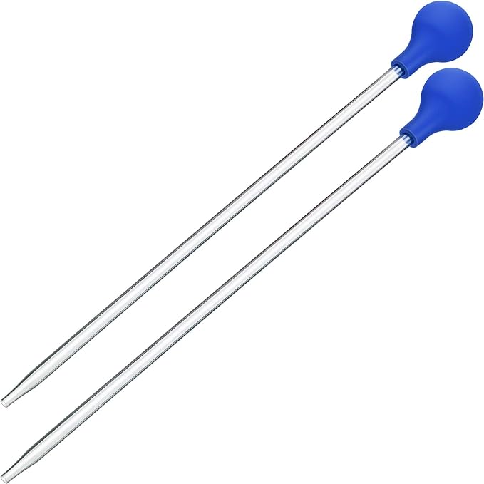 Boao 2 Sets Long Pipette for Fish Tank Coral Food Feeder Long Syringe Aquarium Coral Feeding Tube for Marine Fish Reef Aquatic Plant Spider Snake Lizard(Blue)