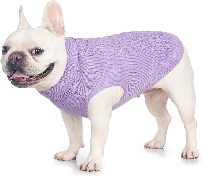 Stretchy Cat Sweater - 17 Colors & 6 Sizes | Snug Winter-Ready Knit for Boy/Girl Cats & Kittens(Purple, Large)