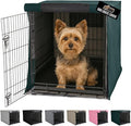 GORILLA GRIP Dog Crate Covers Compatible with Amazon Basics Dog Crates, All Sides Open, Privacy Cover Fits 24" Wire Kennel, Breathable Mesh Windows, Light Reducing Training Cage Topper, Hunter Green