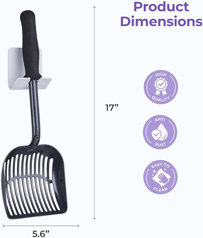 iPrimio Monster Cat Litter Scooper with 17 Inch Long Handle and Soft Grip - Sturdy Extra Large Deep Shovel Scoop - Cat Litter Scoop for Sore Hands - Kitty Litter Box Accessory
