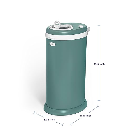 Ubbi Stainless Steel Diaper Pail, Odor Locking, No Special Bag Required, Award-Winning, Registry Must-Have, Open Water