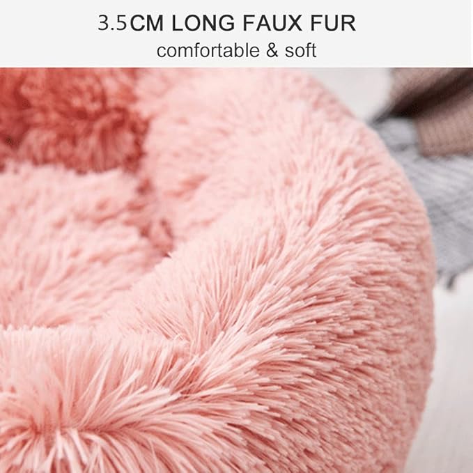Nisrada Dog Bed for Small Medium Large Dogs, 27 inch Calming Dogs Bed, Washable-Round Cozy Soft Pet Bed for Puppy and Kitten with Slip-Resistant Bottom
