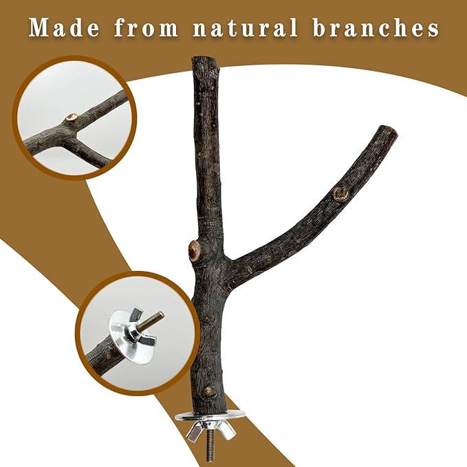 5Pcs Natural Wooden Bird Perch Set – Parrot Perch Toys, Wooden Perch Swing, Cage Accessories for Budgies, Cockatiels, Lovebirds, Finches, and Other Small to Medium Birds (Brown, 5PCS-B)
