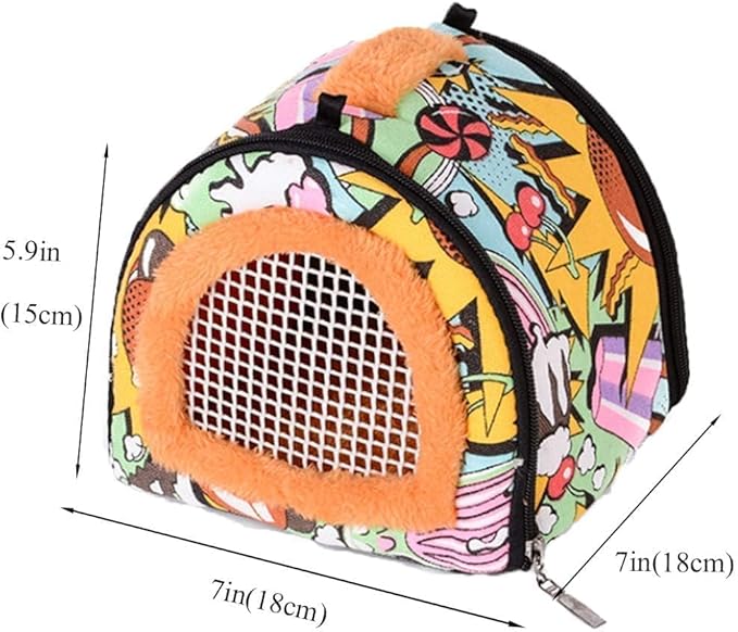Hamiledyi Hamster Carrier Bag Gerbil Outgoing Travel Pouch Sugar Glider Breathable Carrying Strap with Zipper Suitable for Rat Hamster Mice