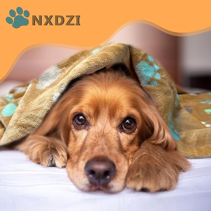 Dog Blankets for Large Dogs, 3 Pcs Dog Blanket Washable, Soft Fluffy Flannel Pet Blanket Mat Cover for Bed Couch, Cute Print Puppy Blanket 60" x 50"