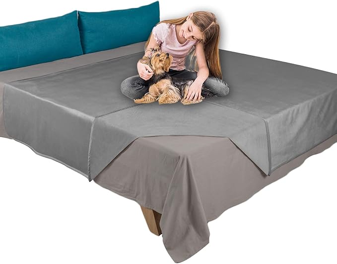 Ameritex Pet Bed Blanket Reversible 100% Waterproof Velvet Super Soft for Sofa and Bed (40x60 Inches, Light Grey+Grey)