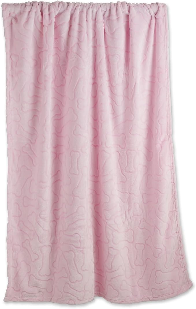 Bone Dry Embossed Bone Print Pet Blanket, Pink, 36x48"