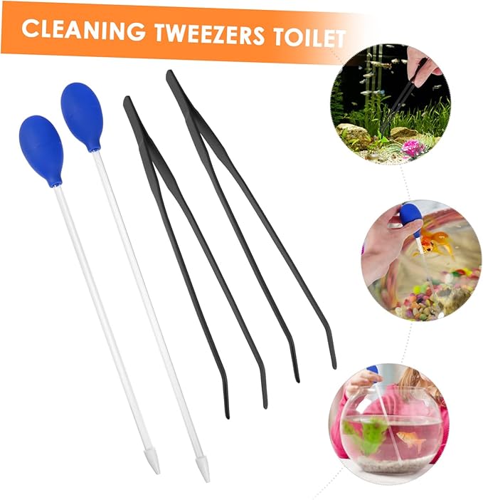 4Pcs Fish Tank Cleaning Tools Aquarium Tweezers Pipette for Easy Water Changes Durable Lightweight Aquarium Accessories for Plants Substrate and Aquatic Pets