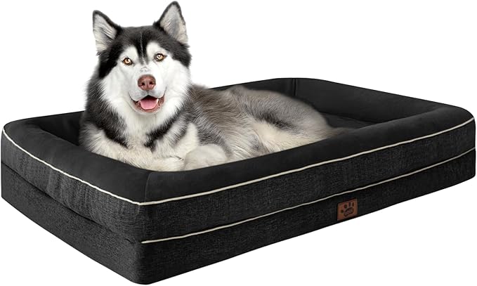 Waterproof Memory Foam Dog Beds for Extra Large Dogs Non-Slip Orthopedic Dog Beds Washable Couch Pet Bed with Removable Cover (Black, X-Large)