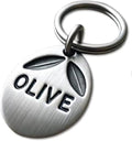Personalized Pet ID Tag - Olive Shape Dog Tag, Custom Name Hand Stamped, Brushed Finish, Unique Dog Tag, Cute Durable Pet Accessories